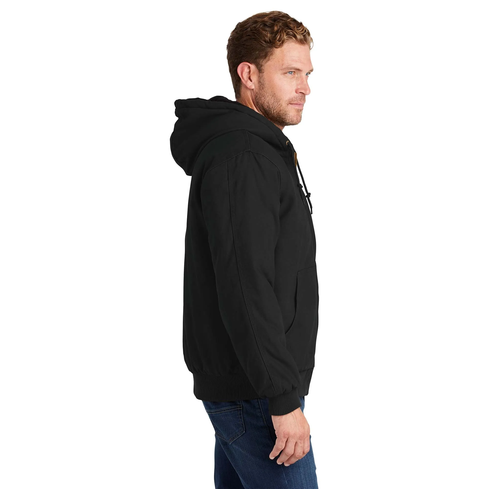 CornerStone CSJ41 Washed Duck Cloth Insulated Hooded Work Jacket - Black