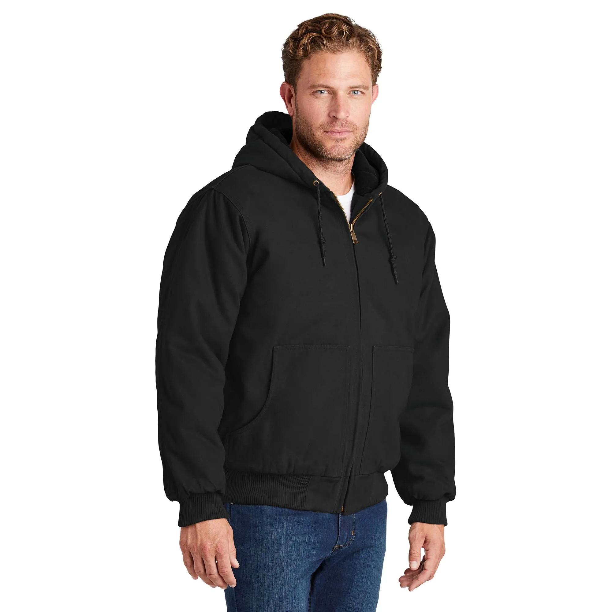 CornerStone CSJ41 Washed Duck Cloth Insulated Hooded Work Jacket - Black