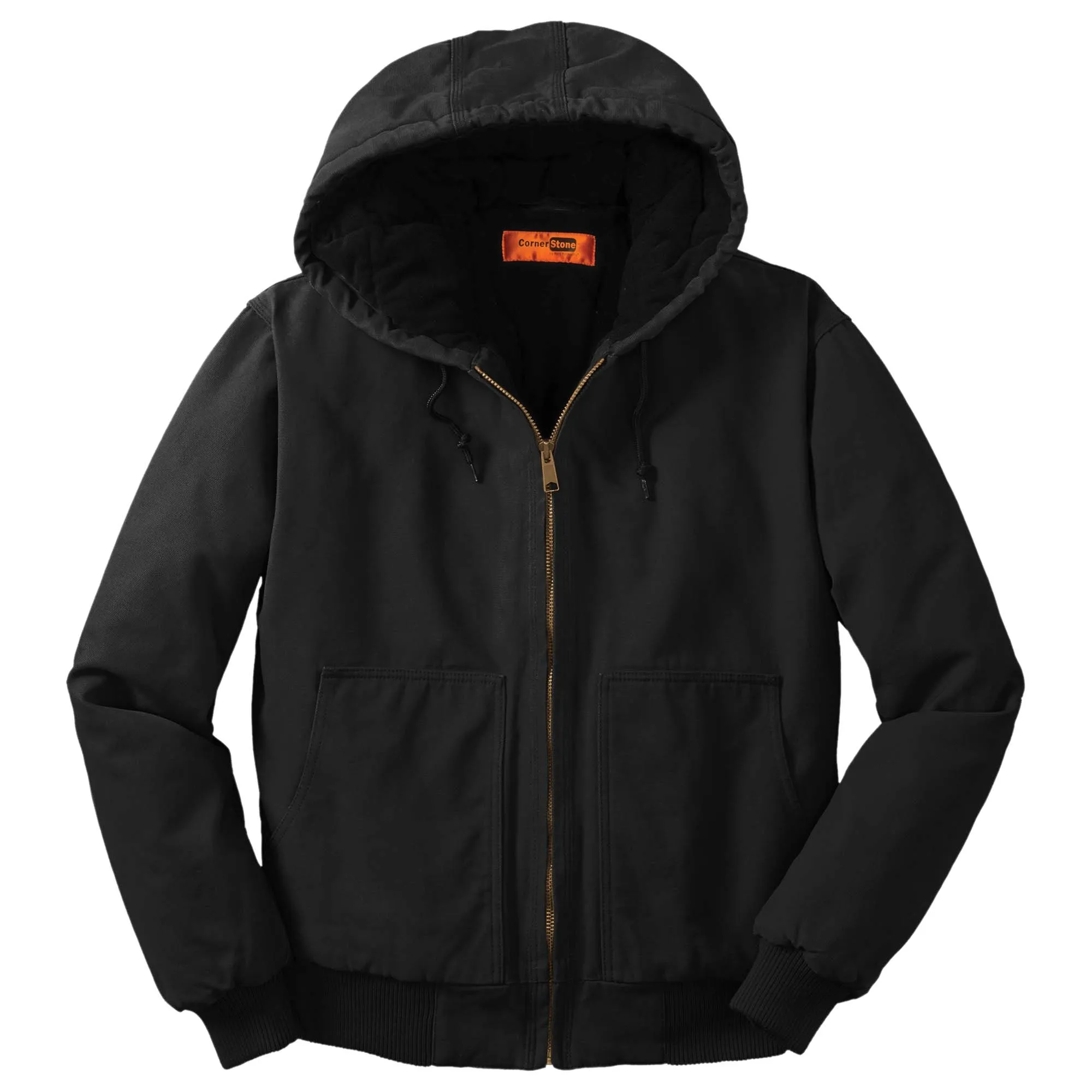 CornerStone CSJ41 Washed Duck Cloth Insulated Hooded Work Jacket - Black