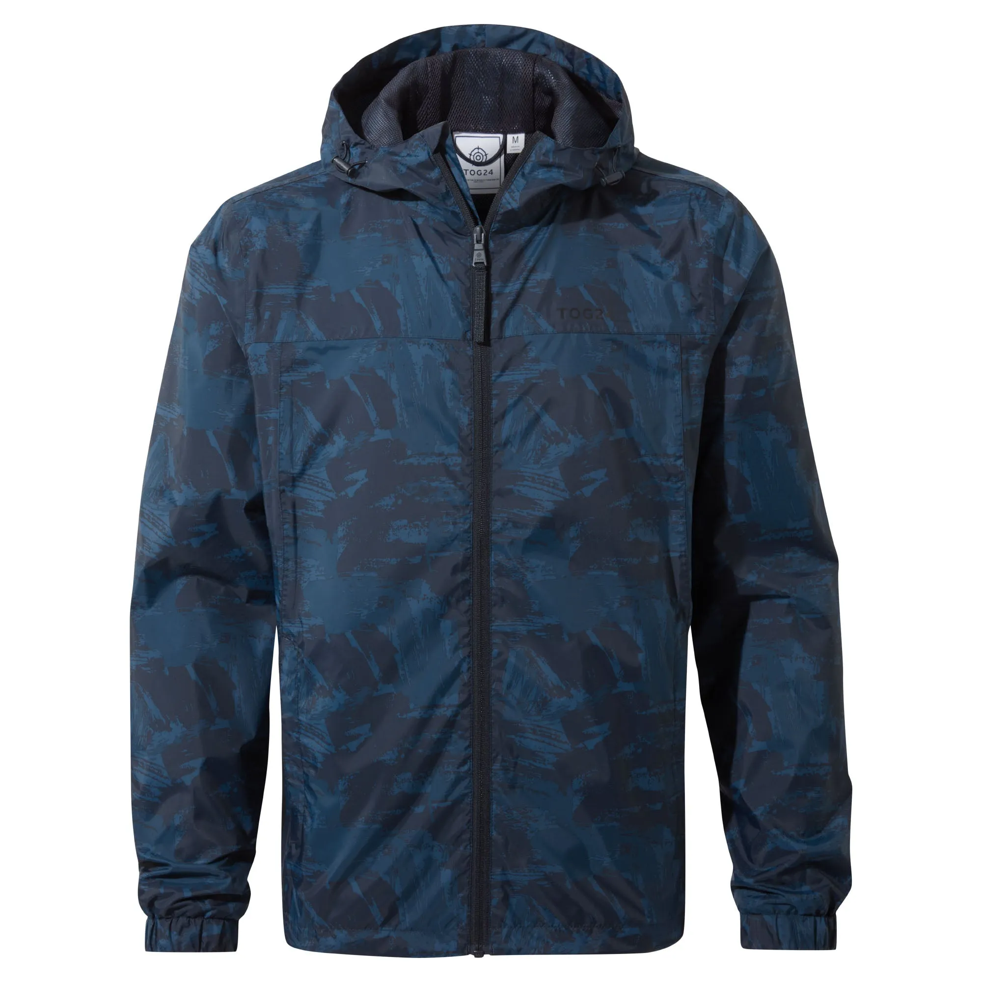 Craven Mens Waterproof Packaway Jacket - Dk Indigo Brushstroke Print