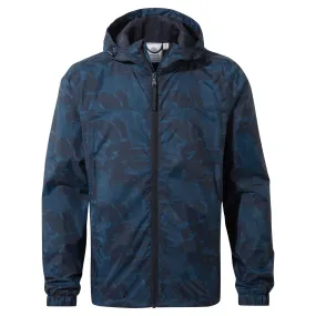 Craven Mens Waterproof Packaway Jacket - Dk Indigo Brushstroke Print