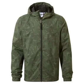 Craven Mens Waterproof Packaway Jacket - Forage Green Brushstroke Print