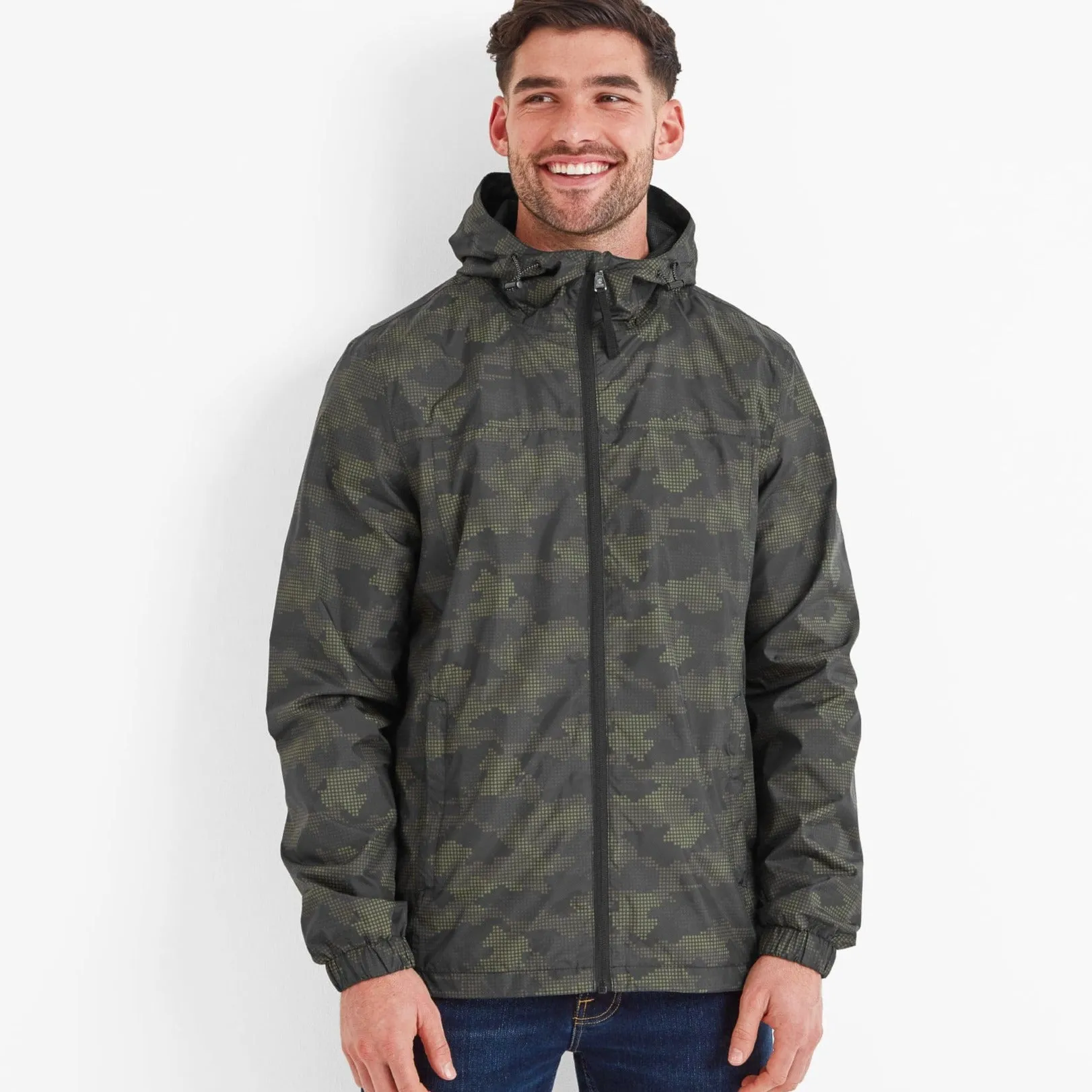 Craven Mens Waterproof Packaway Jacket - Khaki Dot Camo Print