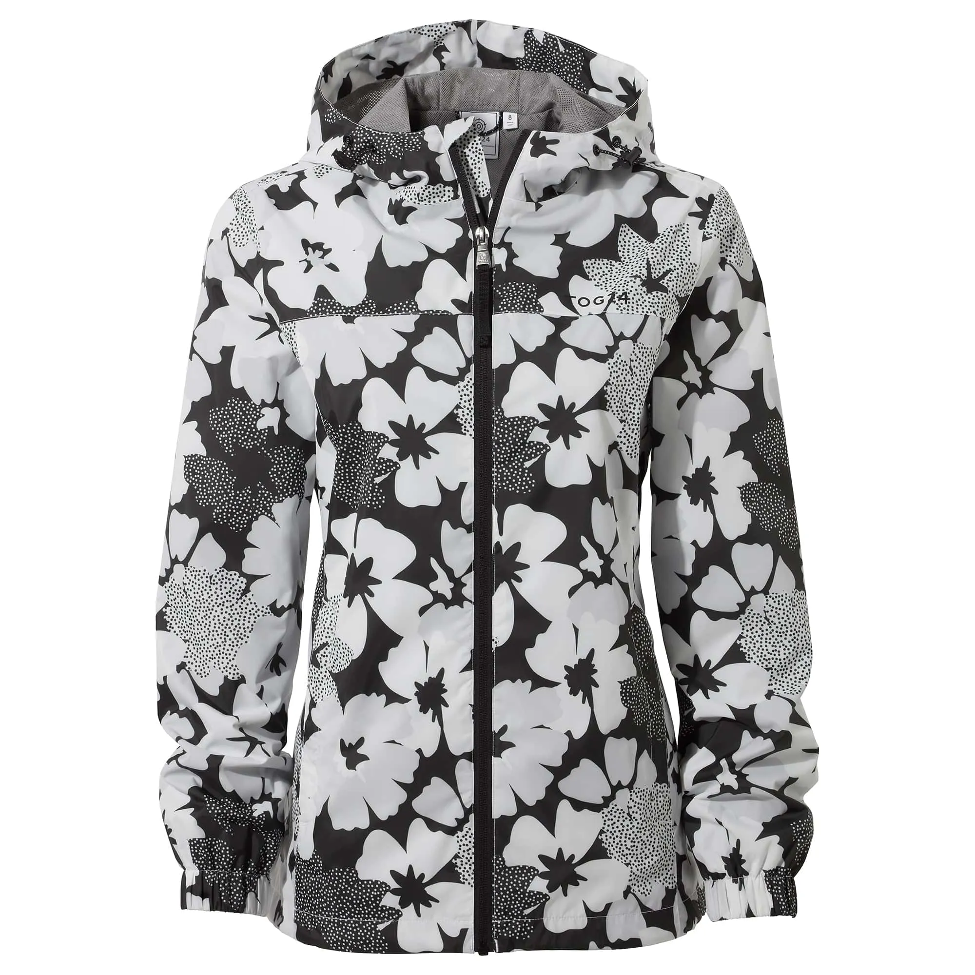 Craven Womens Waterproof Packaway Jacket - Black & White Floral Print