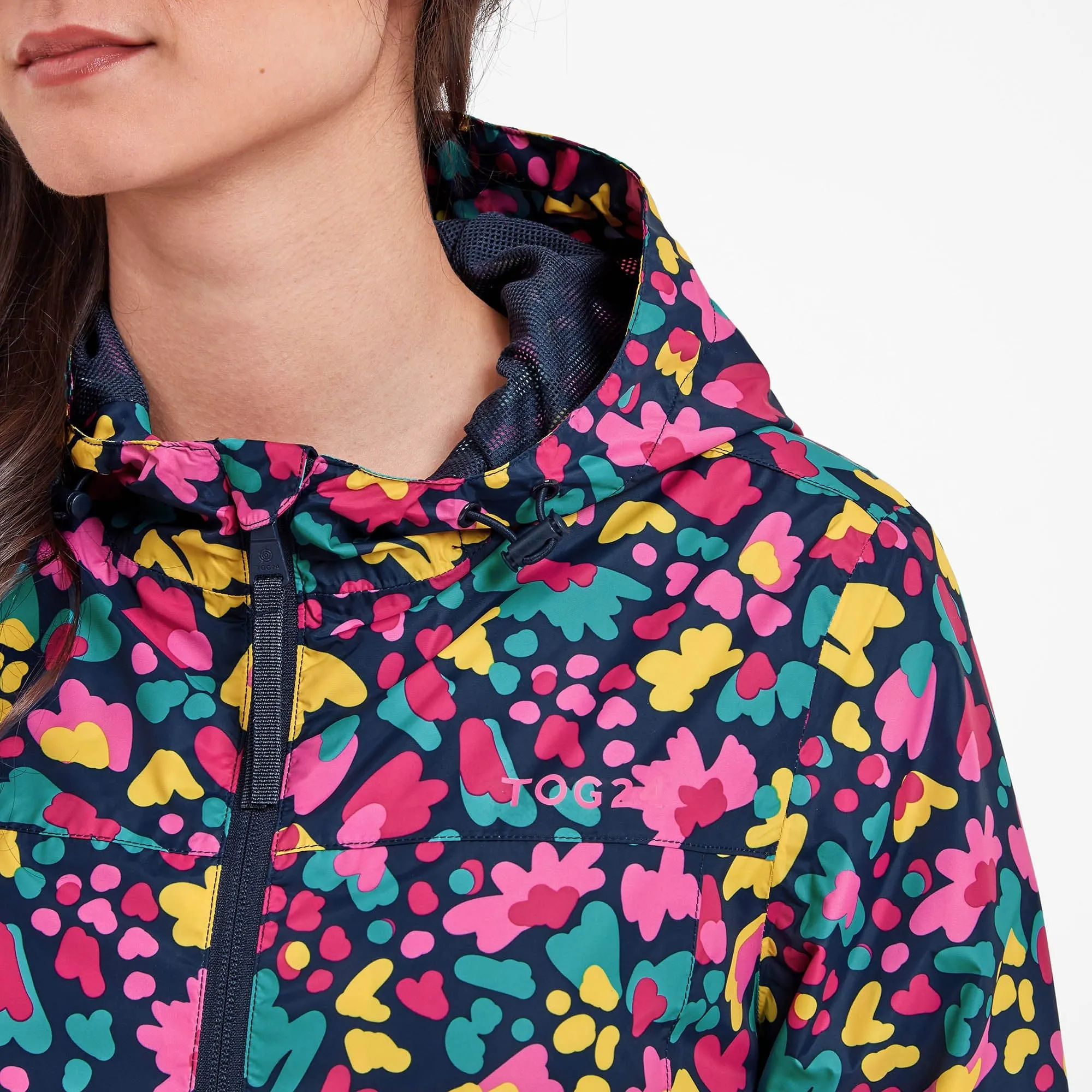 Craven Womens Waterproof Packaway Jacket - Dark Indigo Abstract Floral