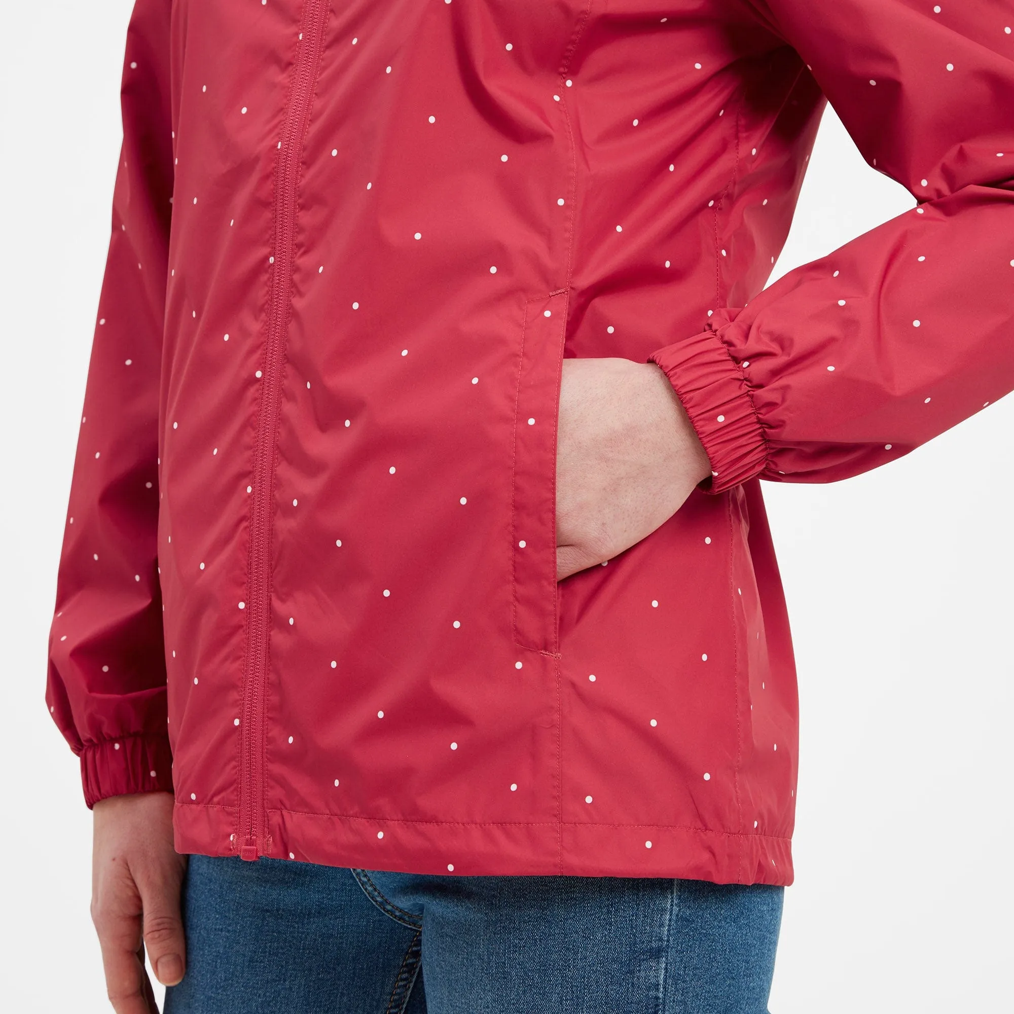 Craven Womens Waterproof Packaway Jacket - Fuchsia Pink Tiny Spot Print