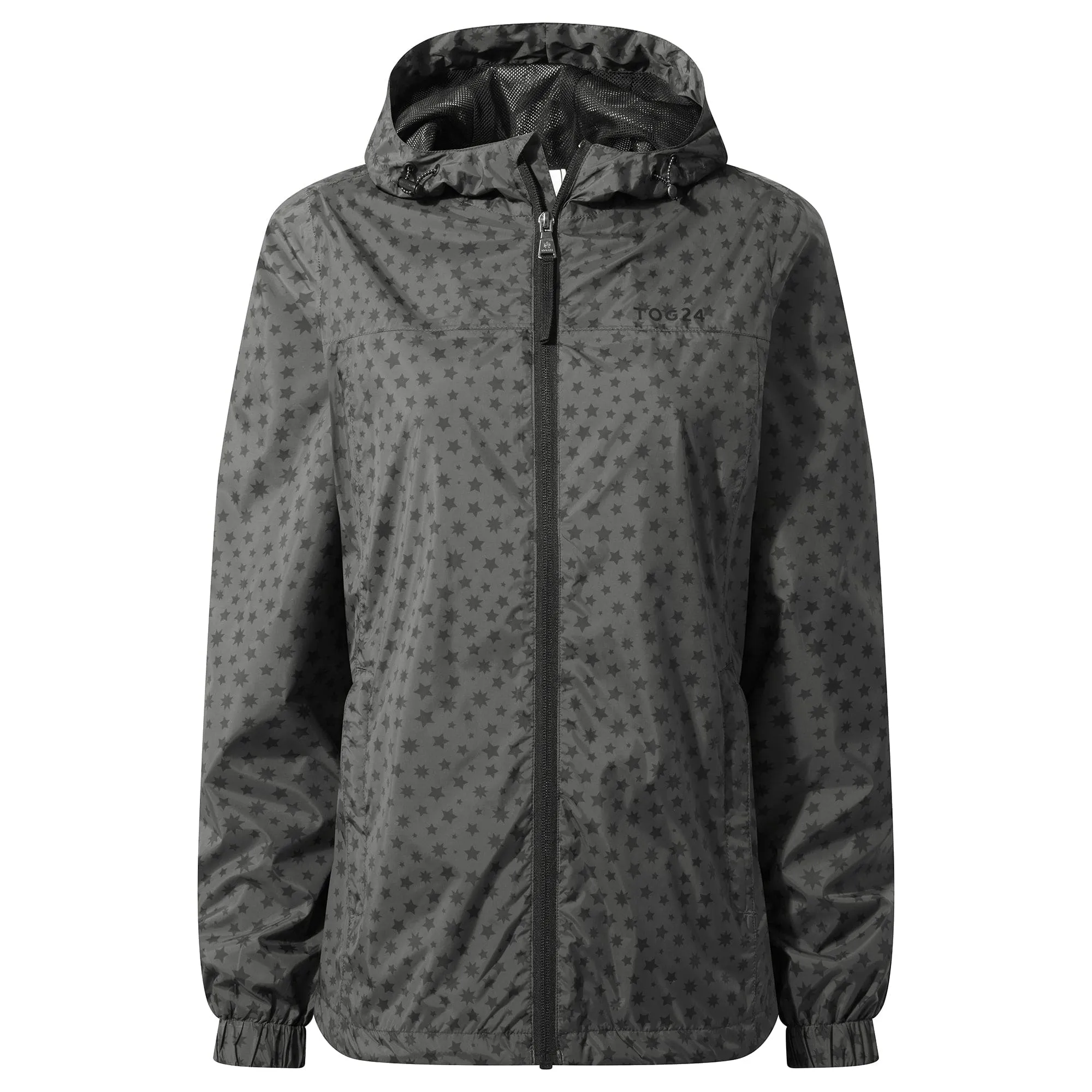 Craven Womens Waterproof Packaway Jacket - Washed Black Star Print