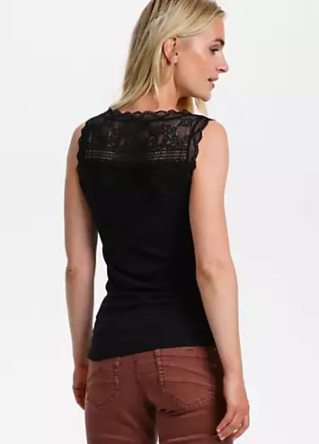 Cream Venessa Sleeveless Slim Fit Laced Top | Grattan