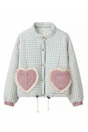 Darcy Mint Green Heart Quilted Jacket