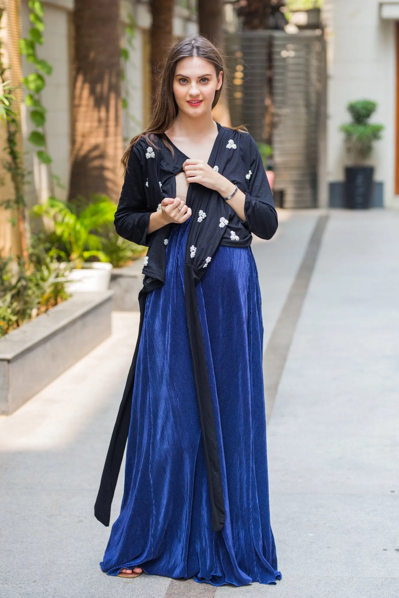 Divine Embroidered Nursing Wrap Dress