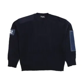 Dsquared2 Unisex Navy Blue Pullover With Patches