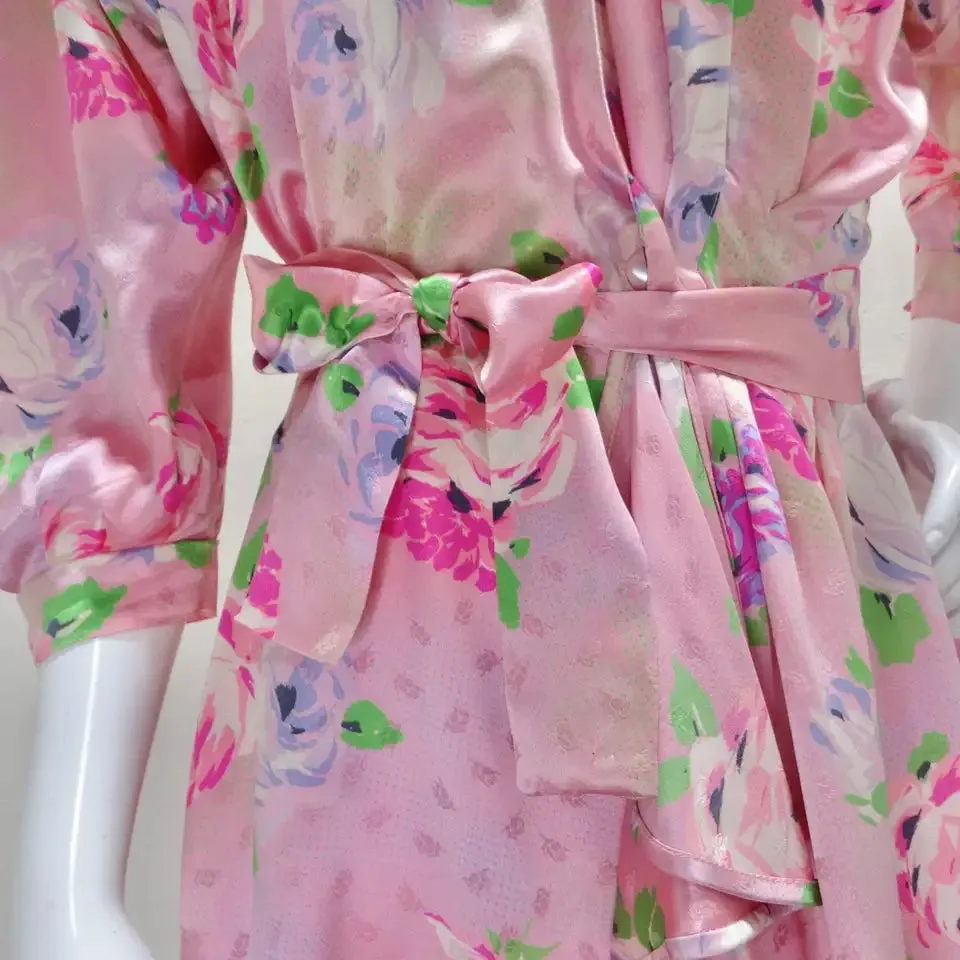 Emanuel Ungaro 1980s Pink Floral Wrap Dress