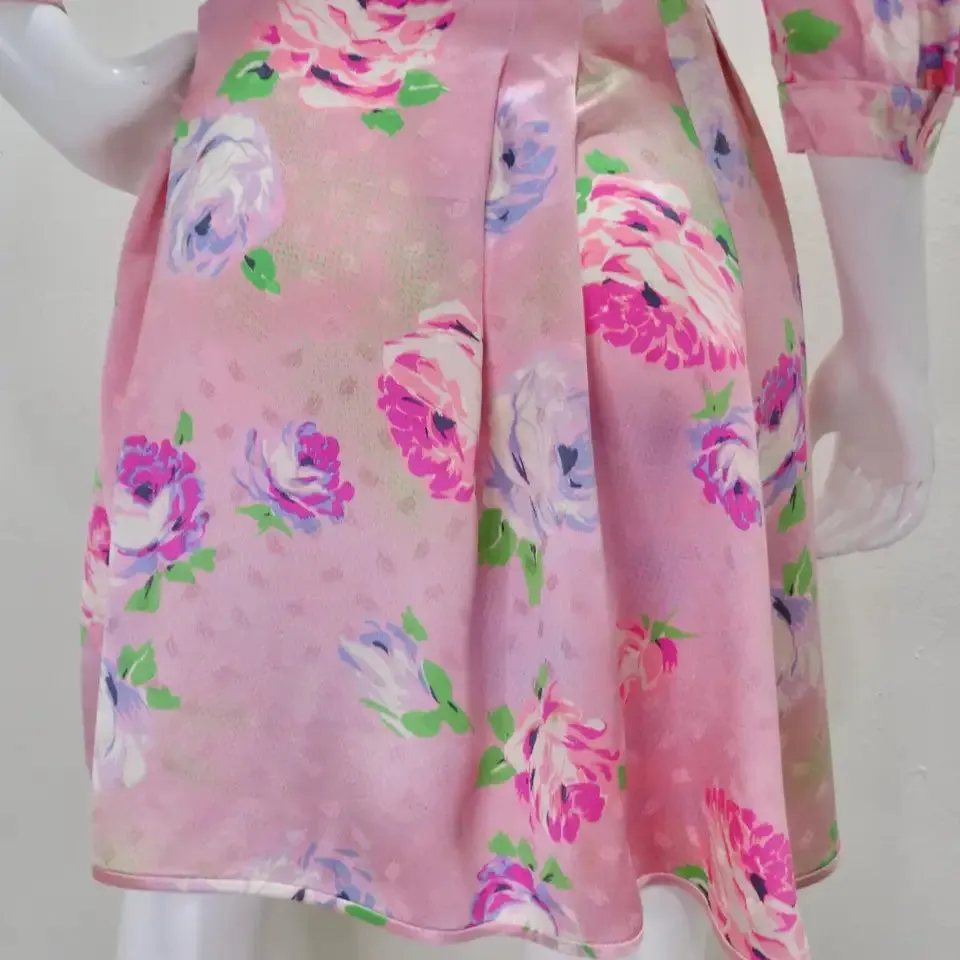 Emanuel Ungaro 1980s Pink Floral Wrap Dress