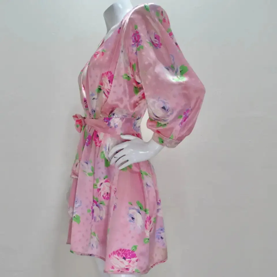 Emanuel Ungaro 1980s Pink Floral Wrap Dress