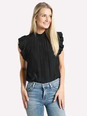     FRAME  Pleated Ruffle Sleeveless Top    