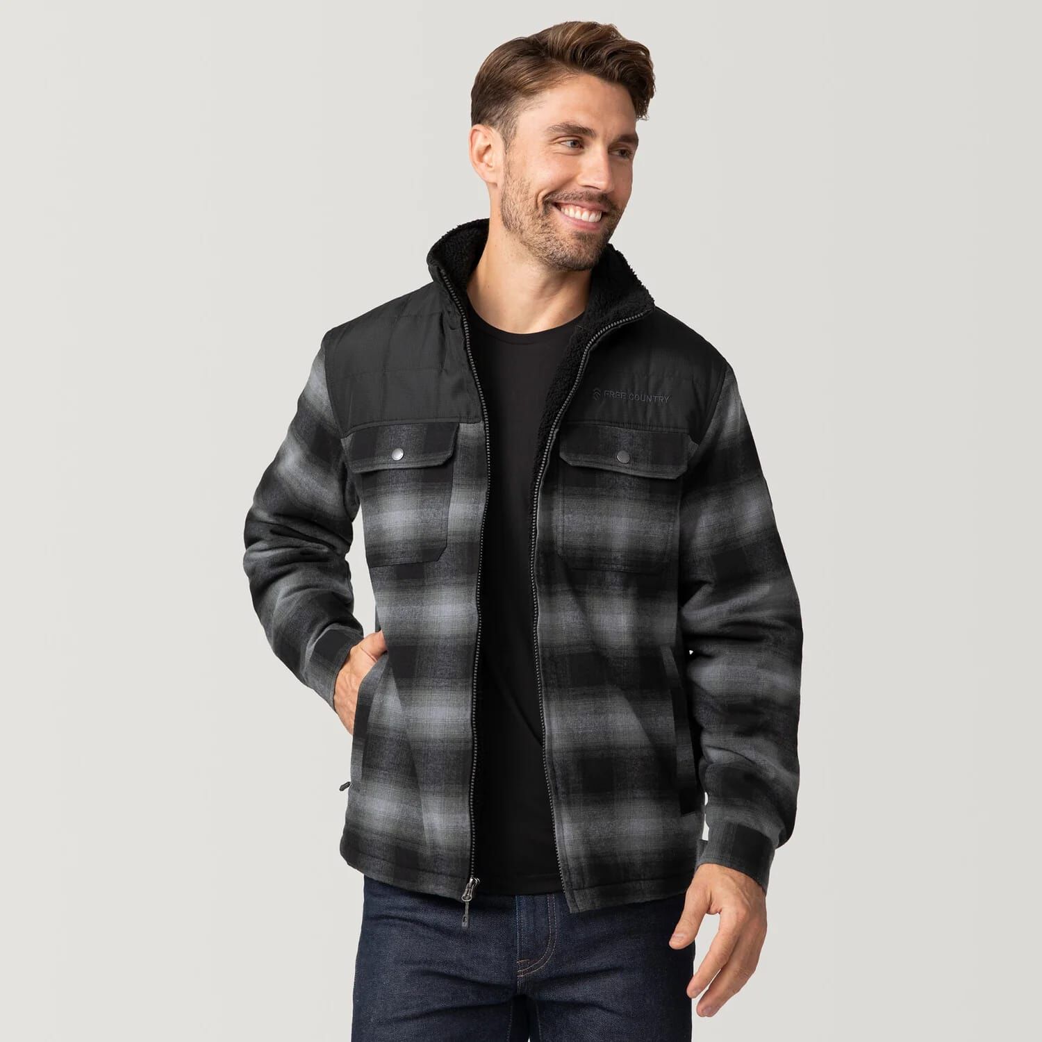 Free Country Men's Woodsman Work Jacket in Dusty Vine Plaid