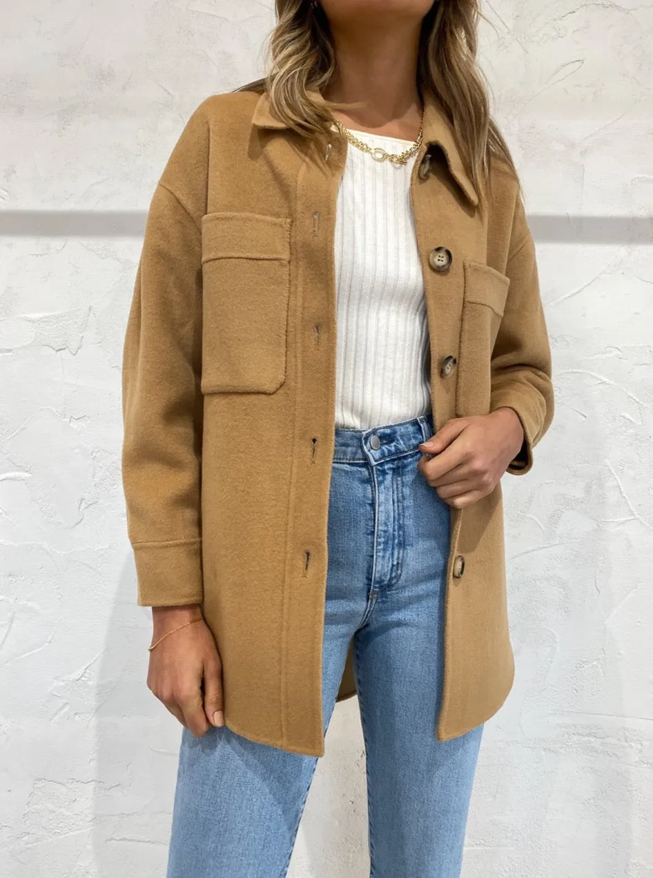 Friends with Frank Ines Shirt Jacket in Camel