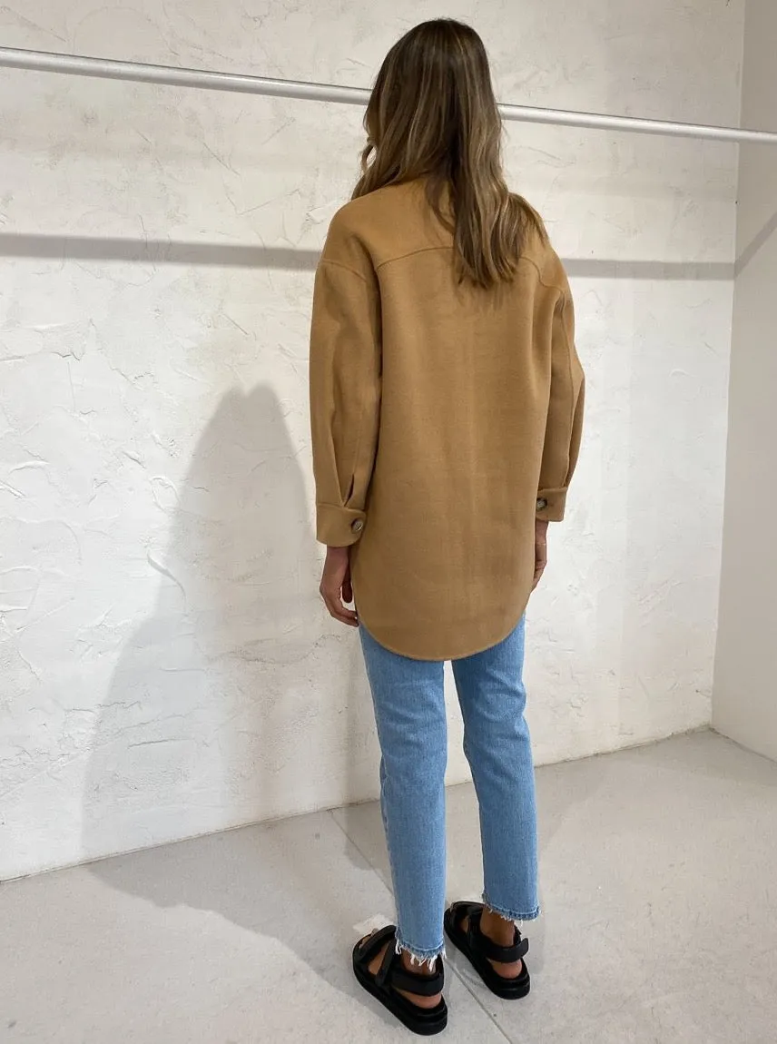 Friends with Frank Ines Shirt Jacket in Camel