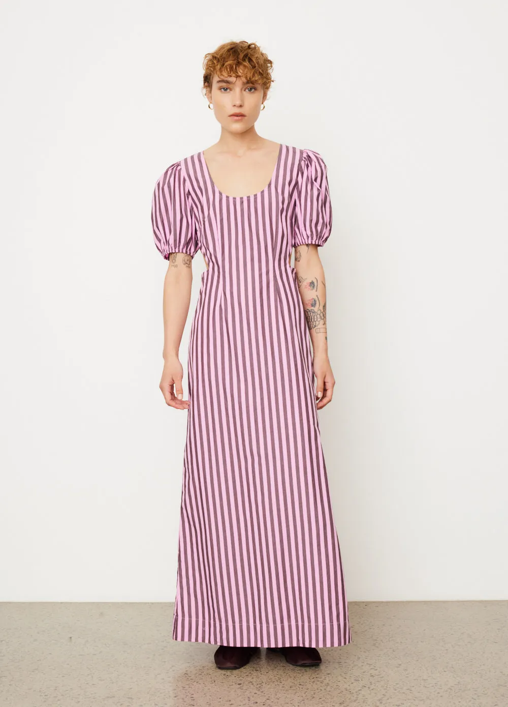 Ganni -  Stripe Cutout Dress - Dress