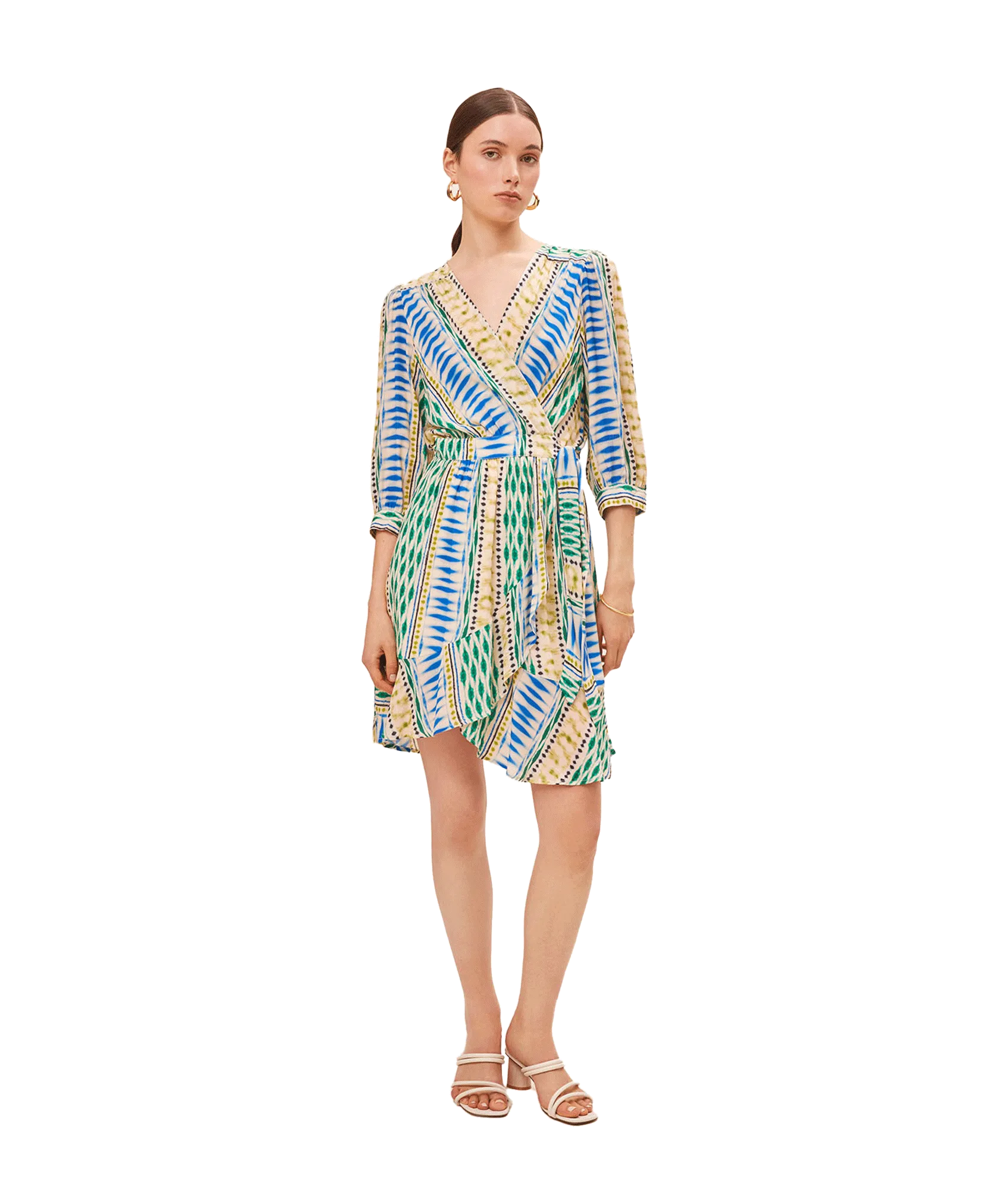 Geo Ethnic Print Short Wrap Dress - Multi