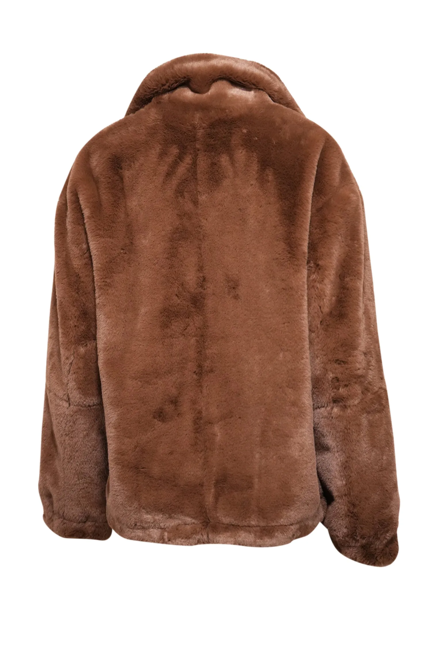 Gerard Darel - Brown Faux Fur Collared Jacket Sz L