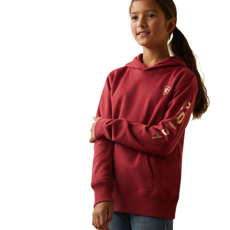 Girl's R.E.A.L. Arm Logo Hoodie in Red