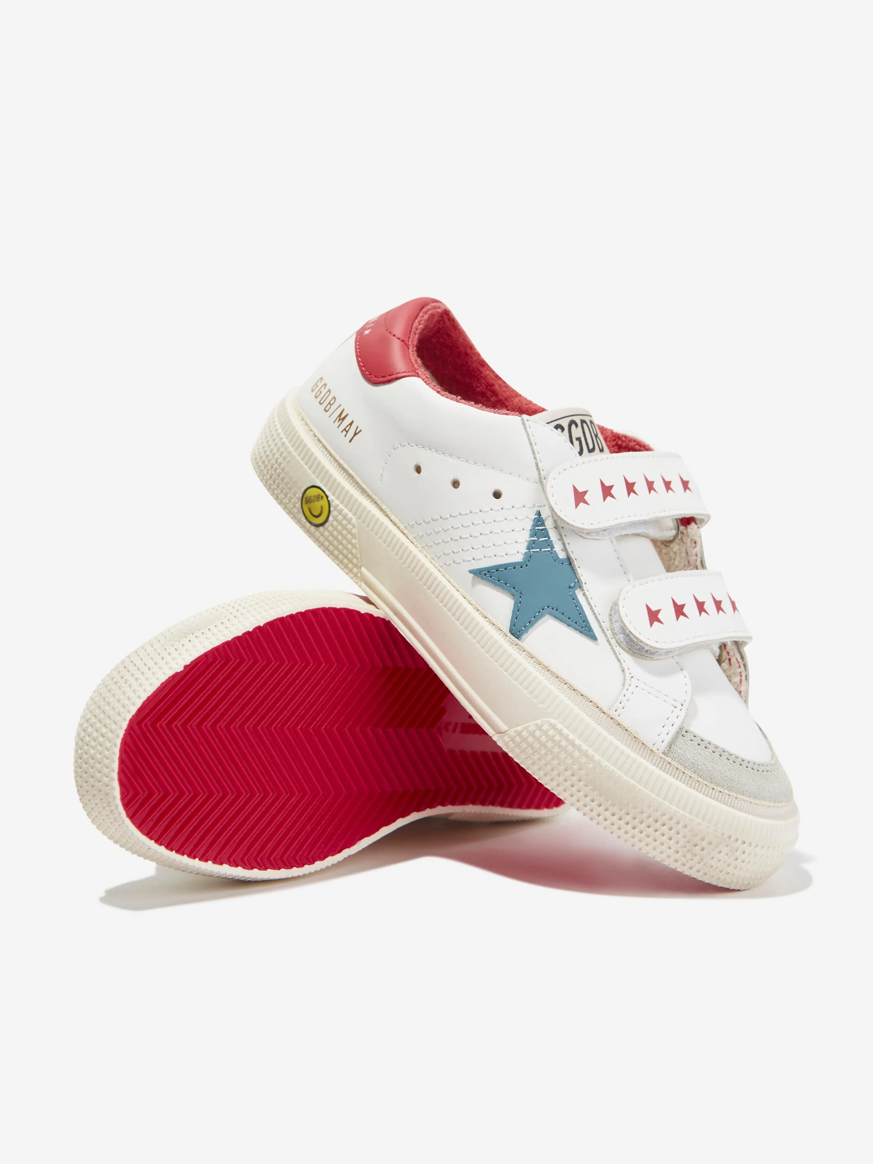 Golden Goose Kids Leather May School Trainers in White