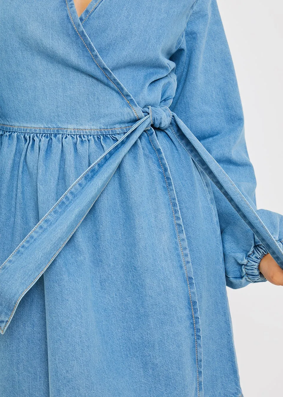 In The Style Stacey Blue Denim Wrap Dress