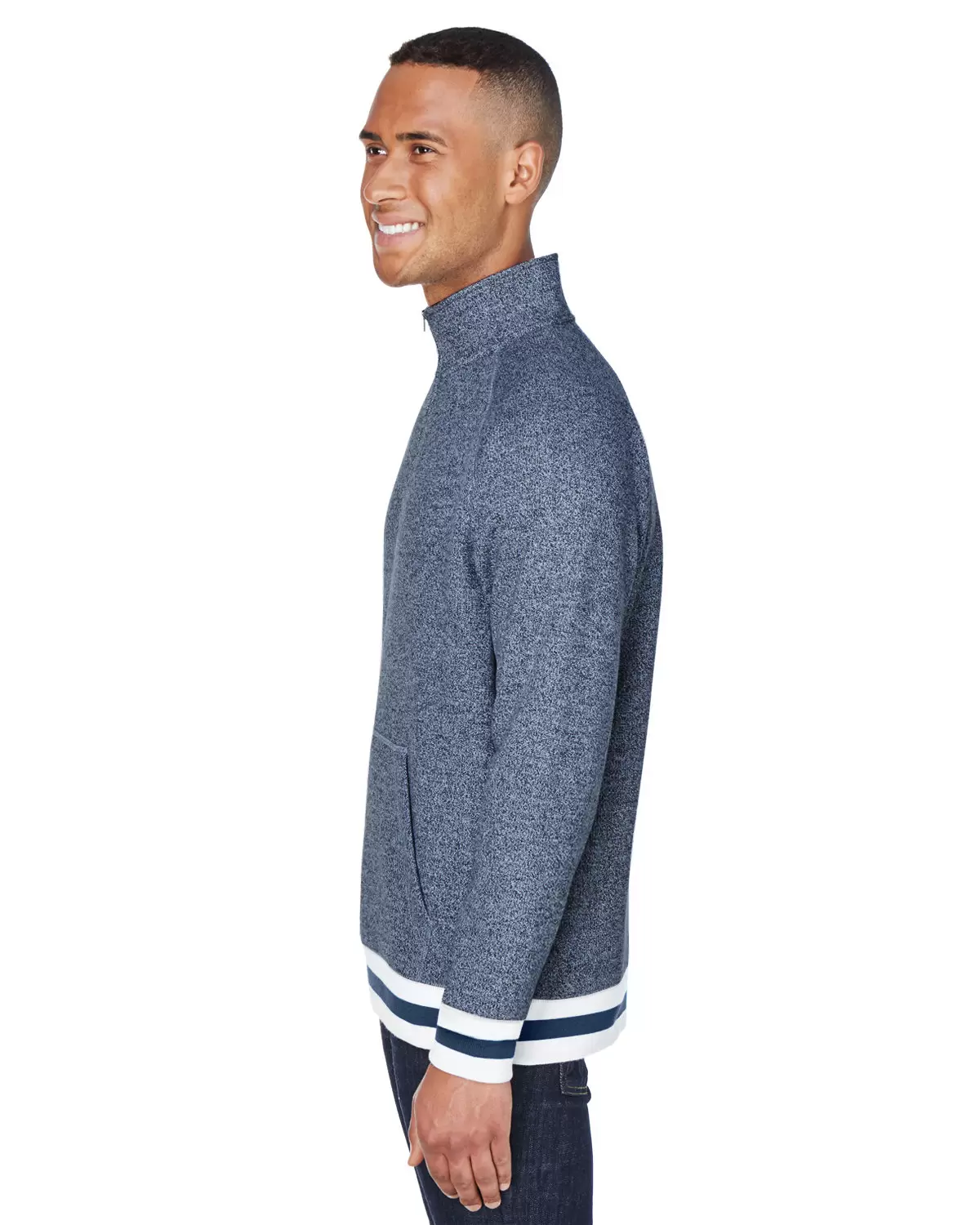 J America 8703 Peppered Fleece 1/4 Zip Pullover SKU: 8703