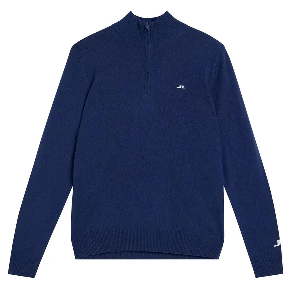 J.Lindeberg Kian Zipped Golf Pullover Estate Blue - SS24