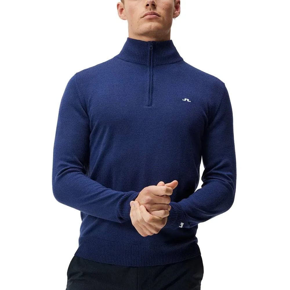 J.Lindeberg Kian Zipped Golf Pullover Estate Blue - SS24