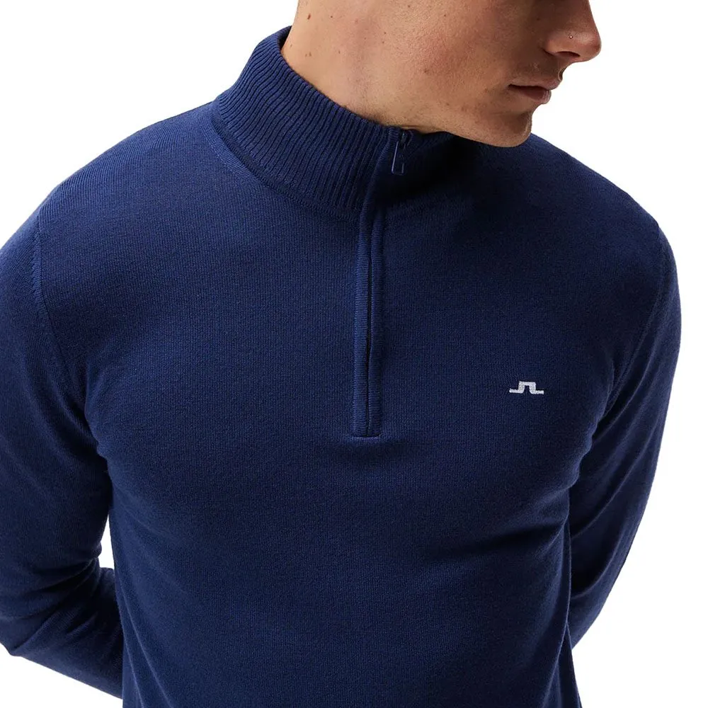 J.Lindeberg Kian Zipped Golf Pullover Estate Blue - SS24