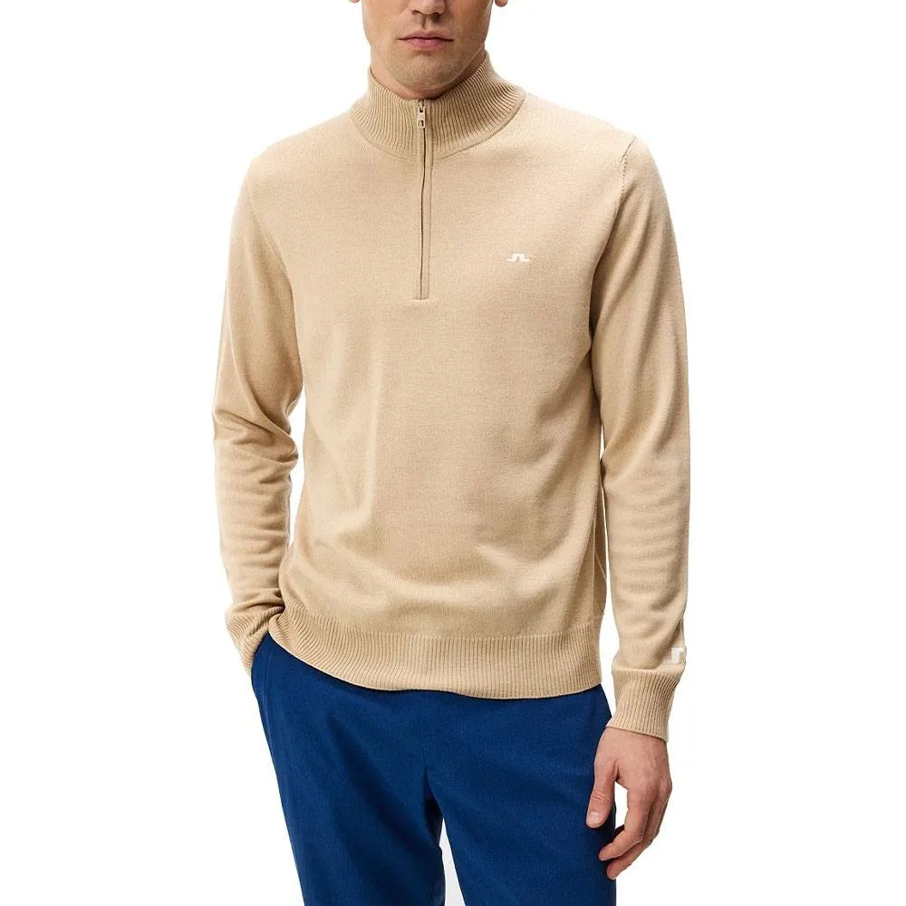 J.Lindeberg Kian Zipped Golf Pullover Safari Beige - SS24