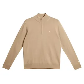 J.Lindeberg Kian Zipped Golf Pullover Safari Beige - SS24