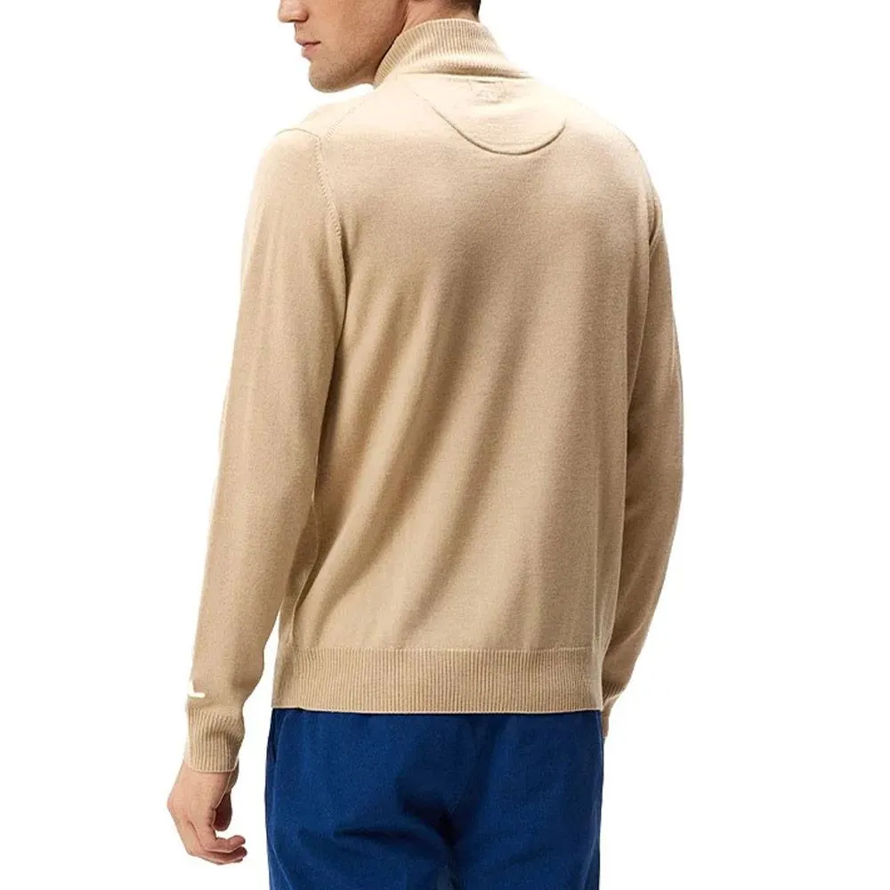 J.Lindeberg Kian Zipped Golf Pullover Safari Beige - SS24