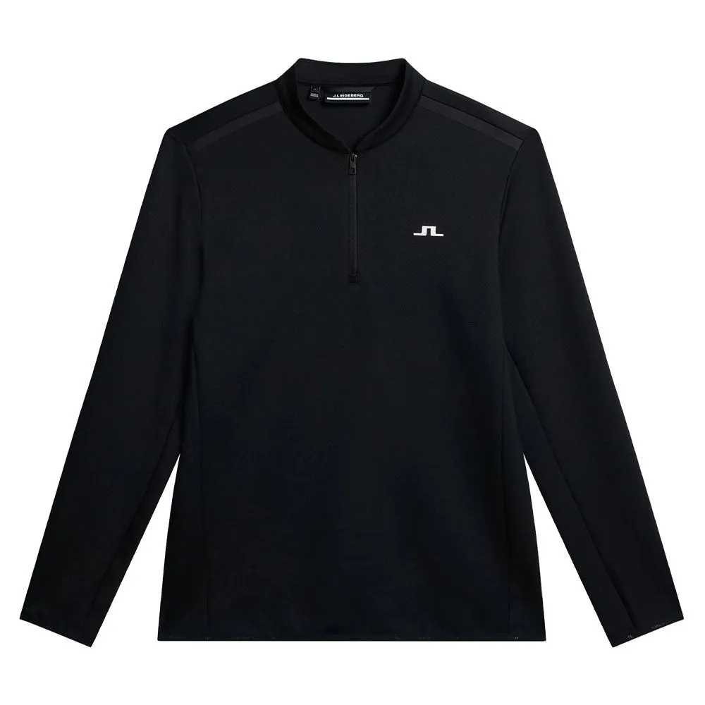 J.Lindeberg Tech Bridge Mid Layer Golf Pullover Black - SS24