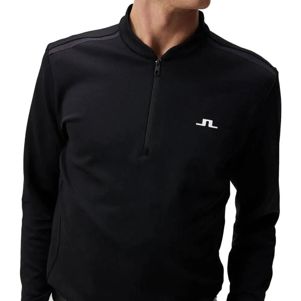 J.Lindeberg Tech Bridge Mid Layer Golf Pullover Black - SS24