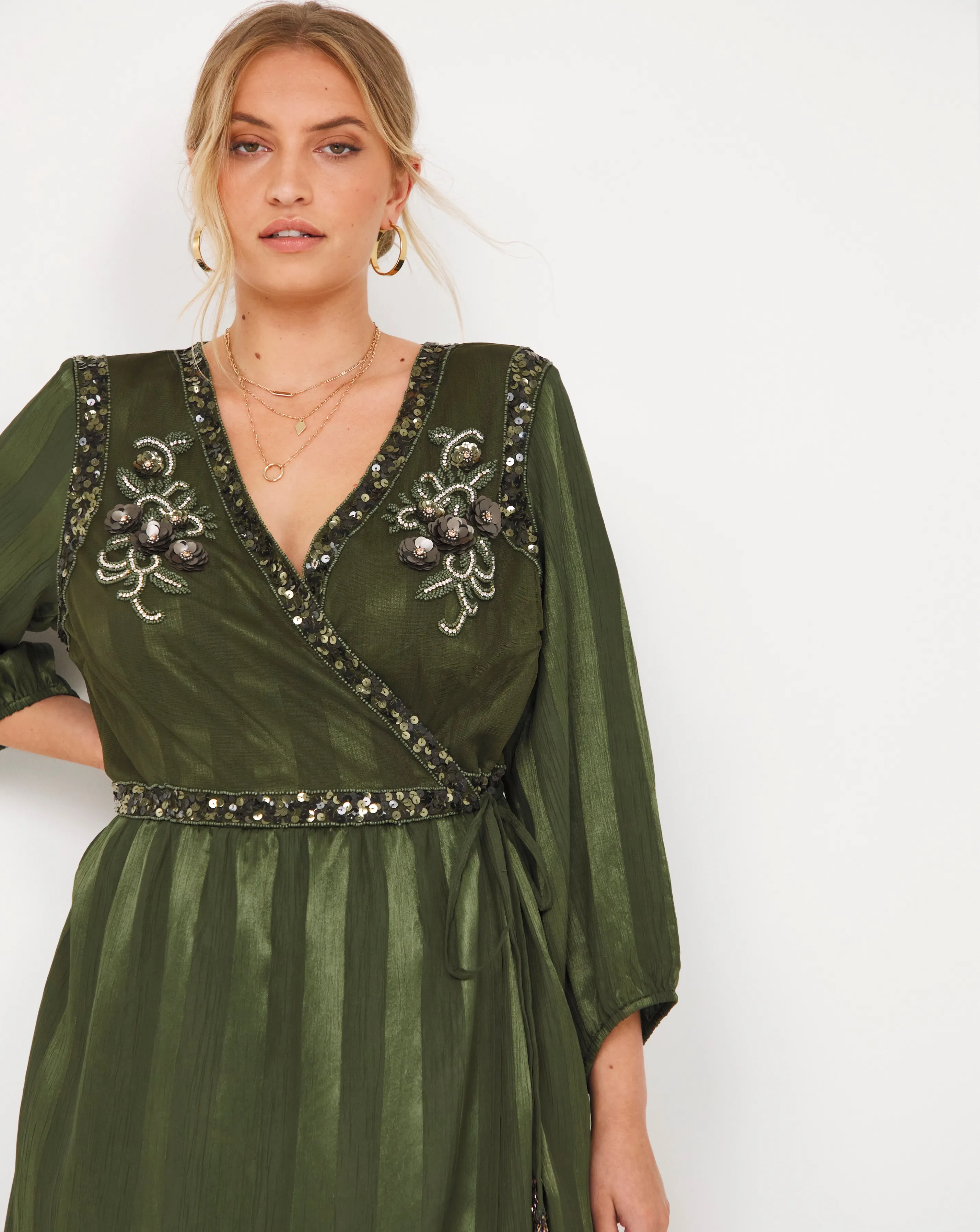 Joe Browns Embroidered Sequin Wrap Dress | Simply Be