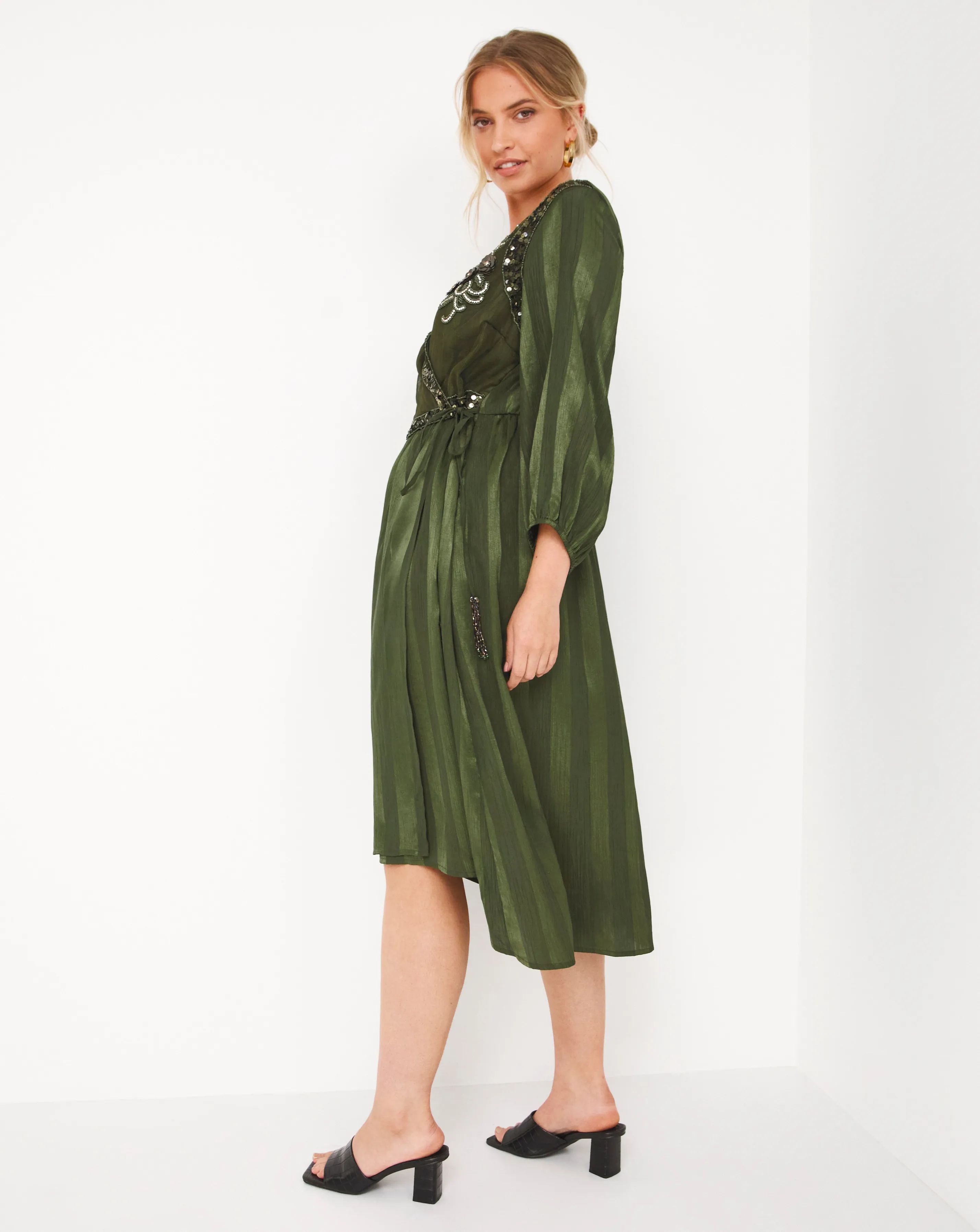 Joe Browns Embroidered Sequin Wrap Dress | Simply Be