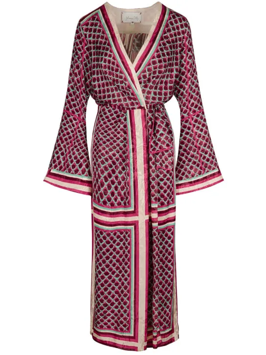 Johanna Ortiz   Jacquard long sleeve midi wrap dress 