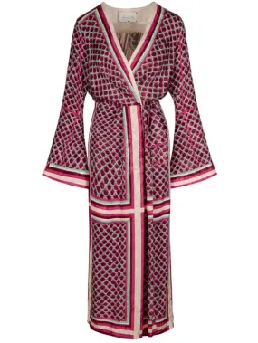 Johanna Ortiz   Jacquard long sleeve midi wrap dress 