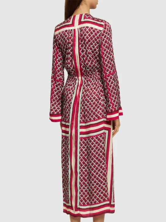 Johanna Ortiz   Jacquard long sleeve midi wrap dress 