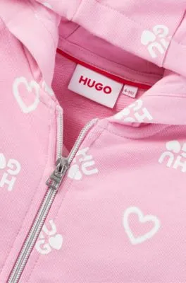 Kids' hoodie with hearts and logos