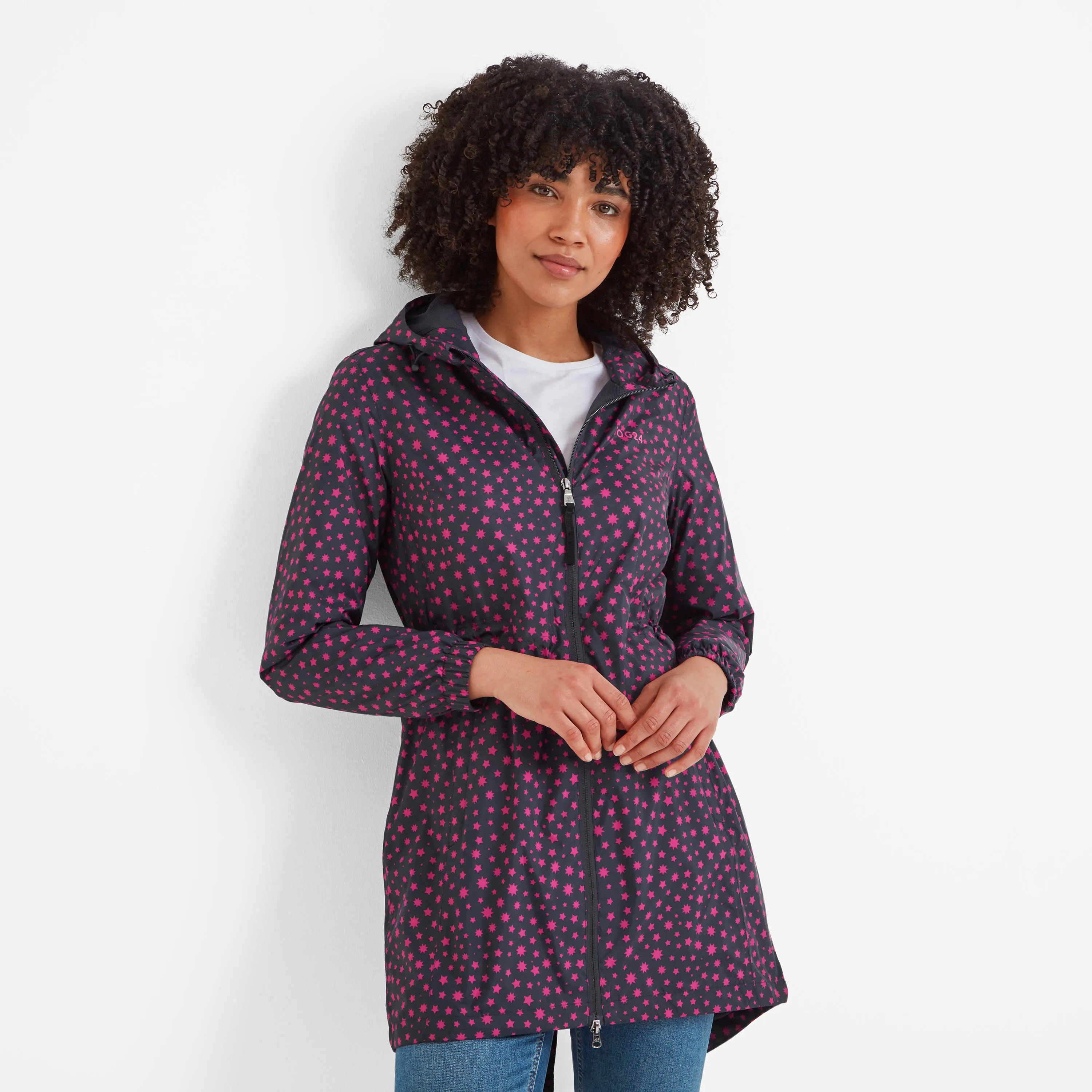 Kilnsey Womens Waterproof Jacket - Magenta Pink Star Print