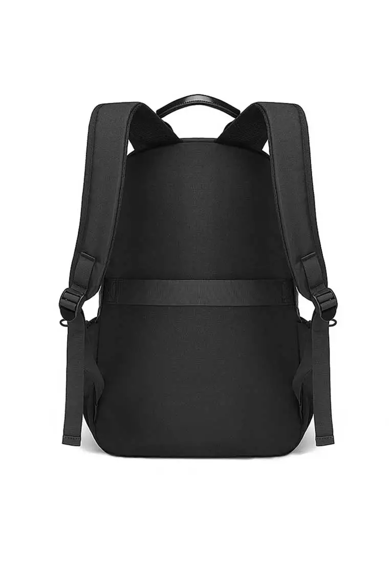 Lara Men's Leisure Minimalist Plain Nylon Zipper Backpack - Black