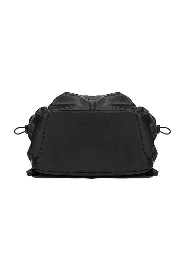 Lara Men's Leisure Minimalist Plain Nylon Zipper Backpack - Black