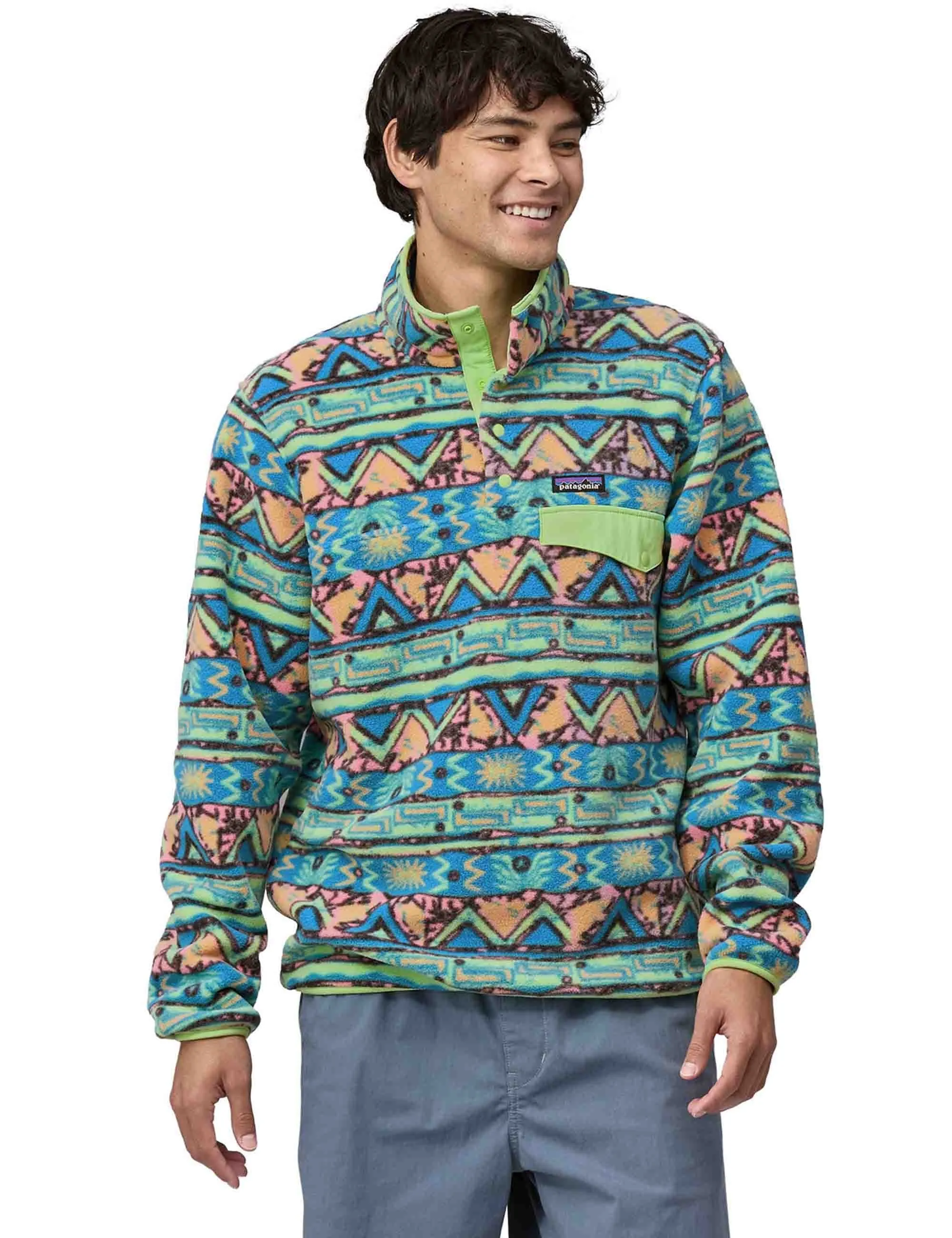 Lightweight Synchilla Snap-T Fleece Pullover - High Hopes Geo: Salamder Green