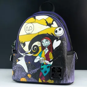 Loungefly x The Nightmare Before Christmas Zero, Jack and Sally Graveyard Scene Mini Backpack