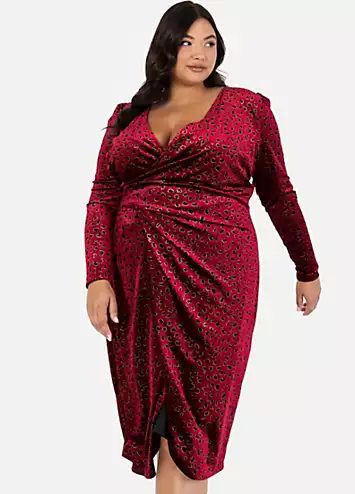 Lovedrobe Luxe Bodycon Fixed Wrap Dress in Premium Silk Touch Velour Animal Print | Look Again