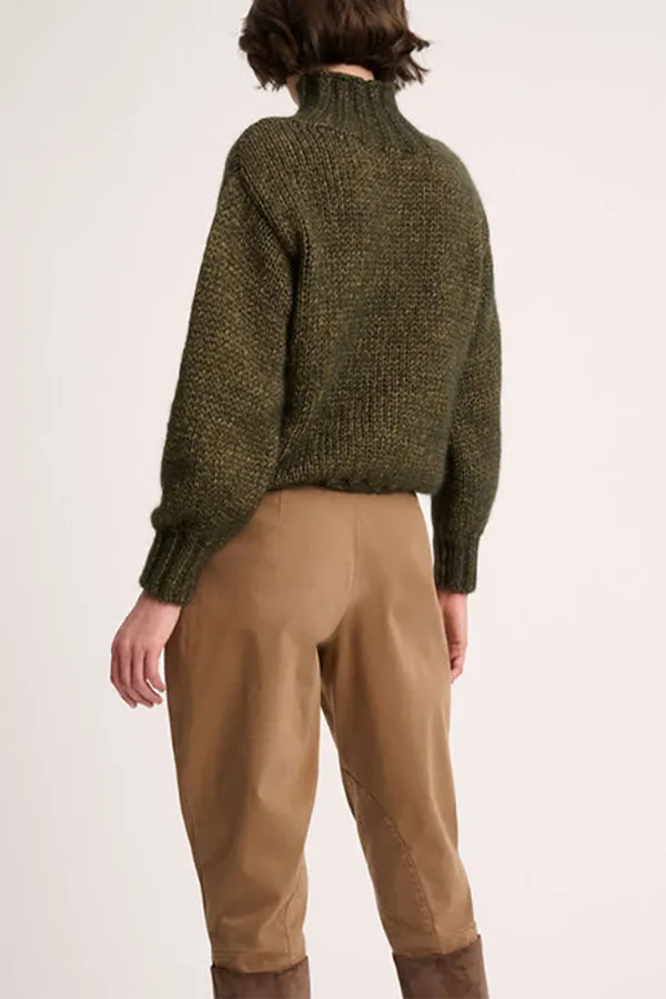 Luisa Spagnoli COCCOLO KHAKI CHUNKY ALPACA LUREX PULLOVER